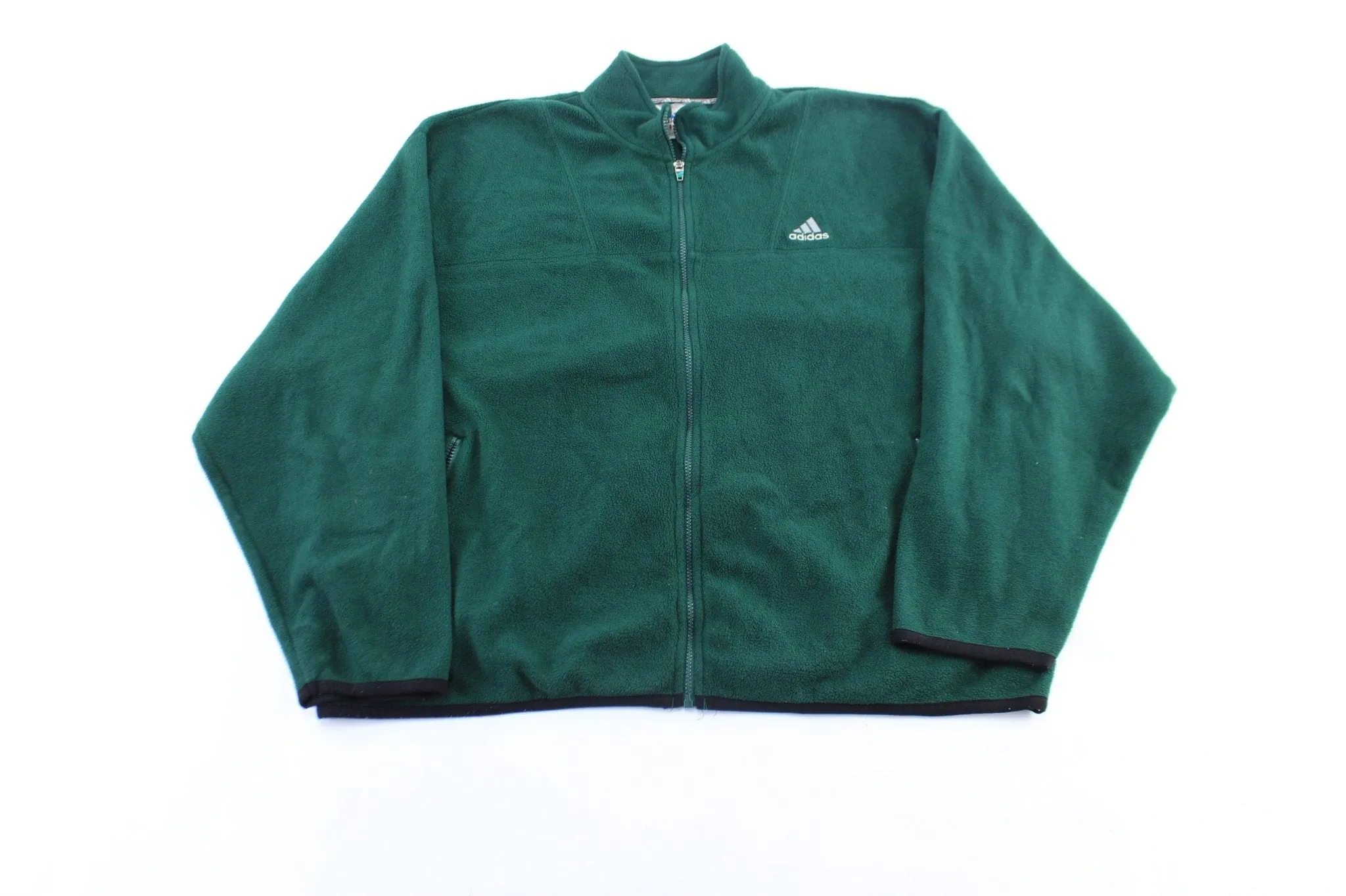 Vintage Adidas Embroidered Logo Green Fleece Zip Up Jacket