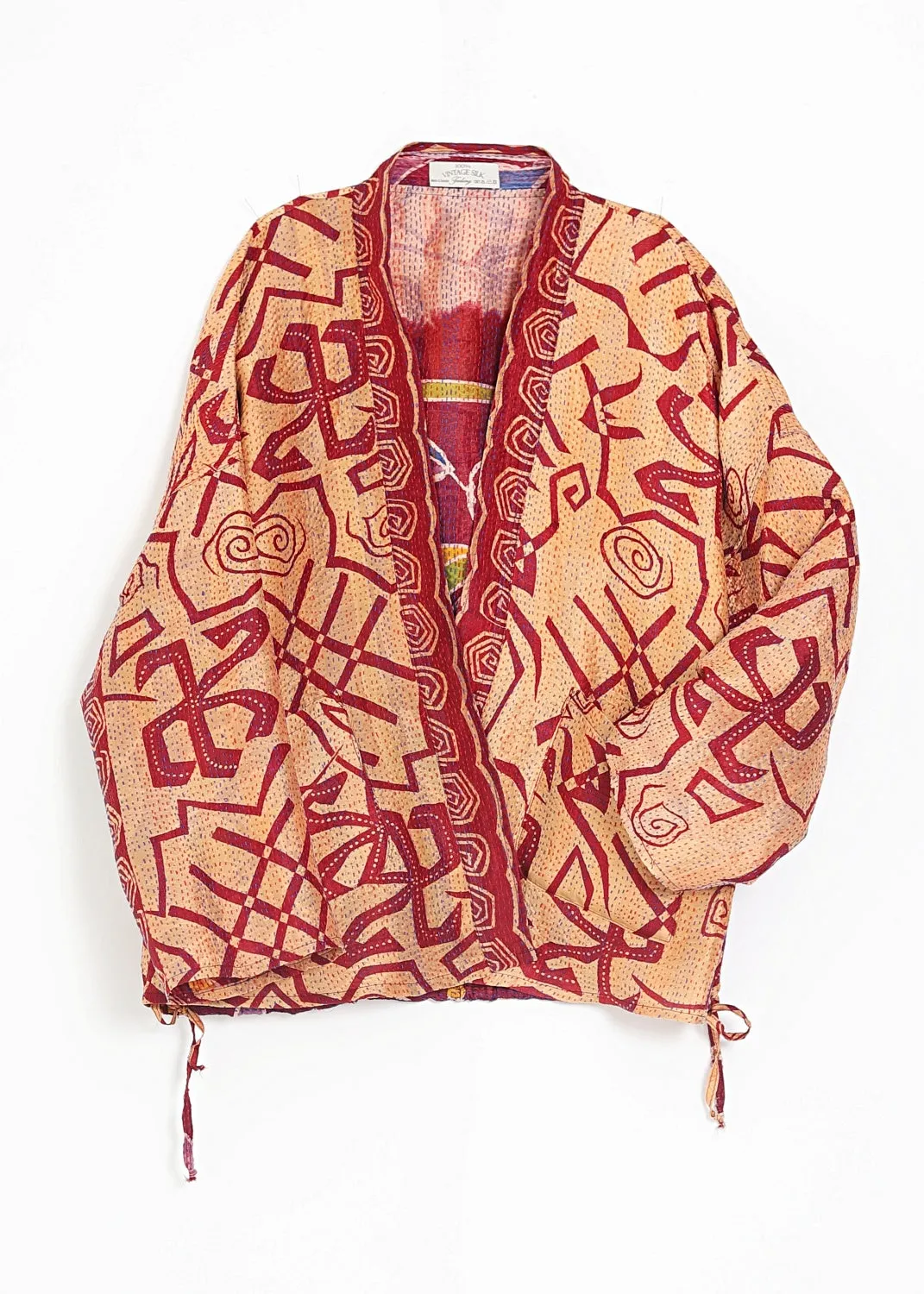 Vändbar jacka i handbroderat unikt vintage siden -  18/48