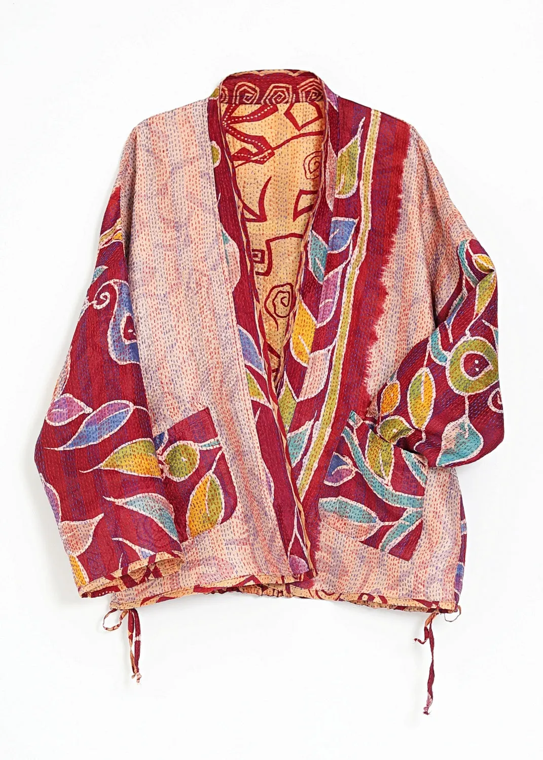 Vändbar jacka i handbroderat unikt vintage siden -  18/48