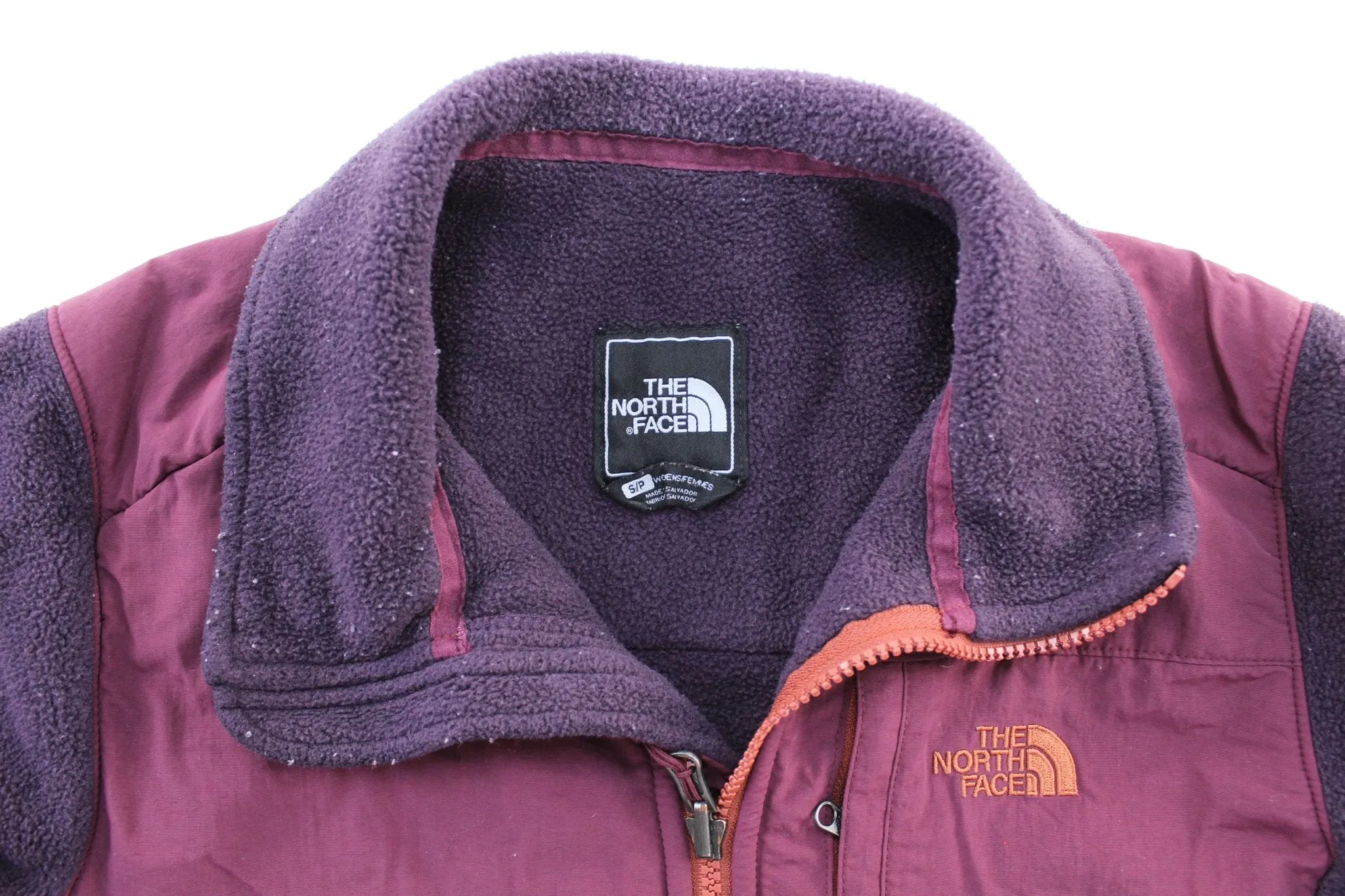 Women's The North Face Embroidered Logo Burgundy Fleece Zip Up Jacket