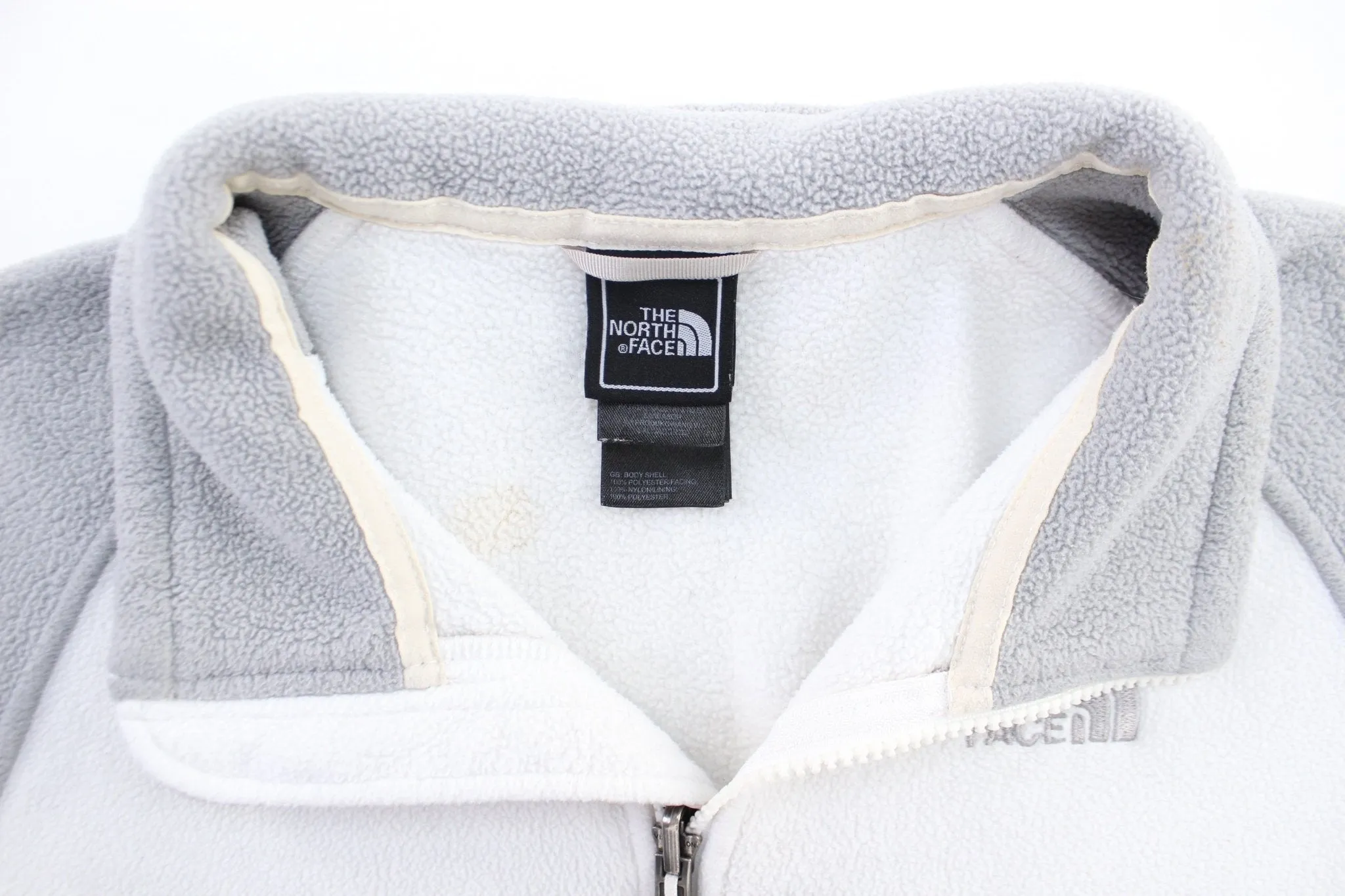 Women's The North Face Embroidered Logo White & Grey Fleece Zip Up Jacket